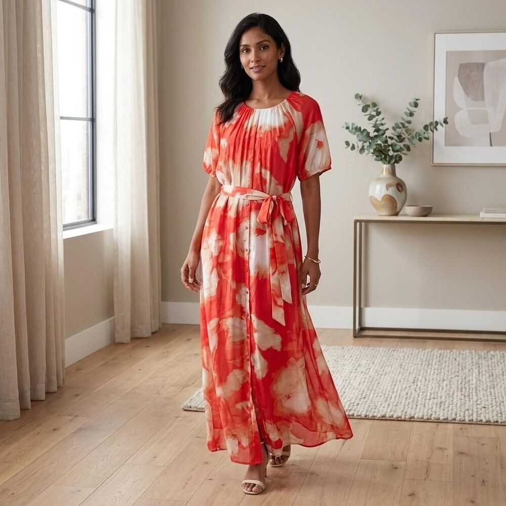 Vera-wang Women's Red and Orange Dress